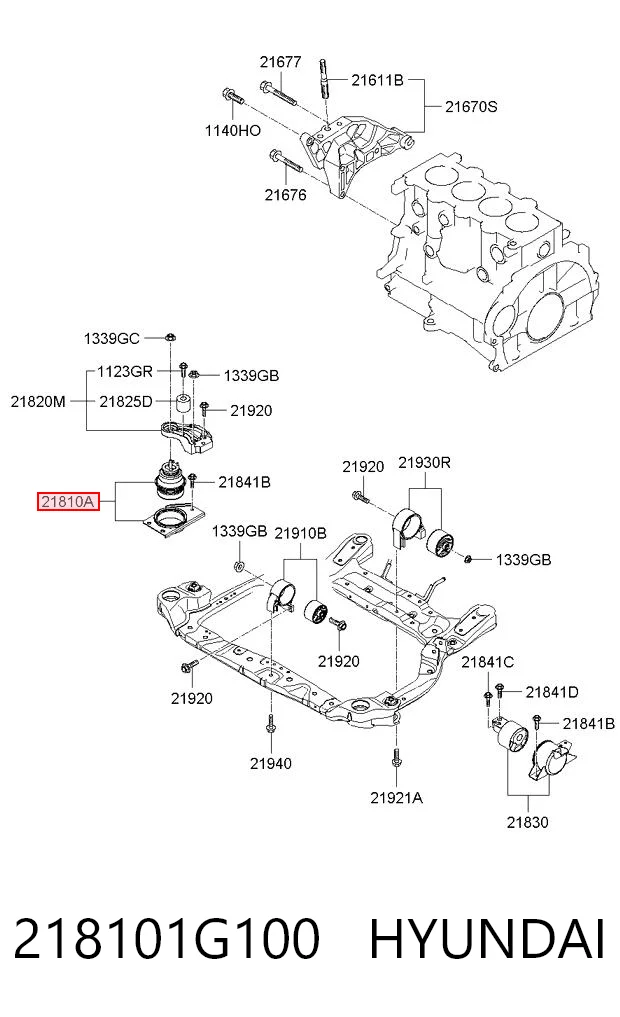 Права подушка мотора на KIA Rio II JB