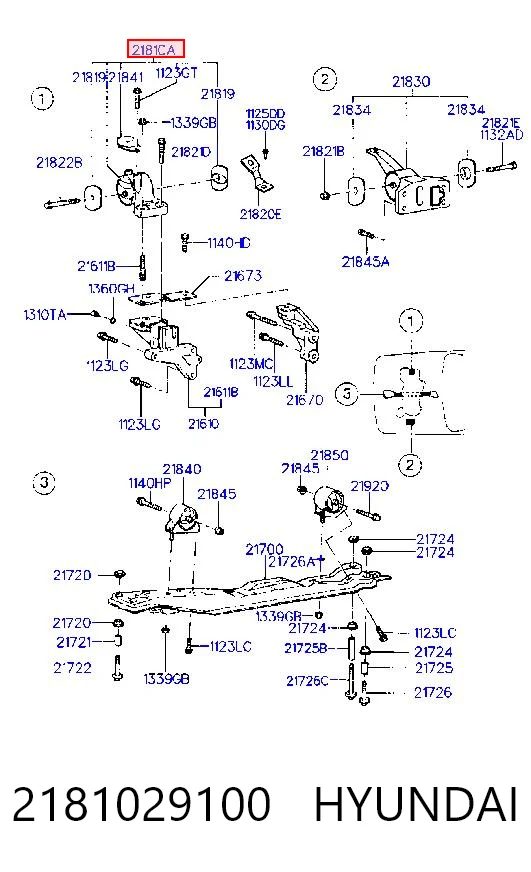 Права подушка мотора на Hyundai Lantra II 