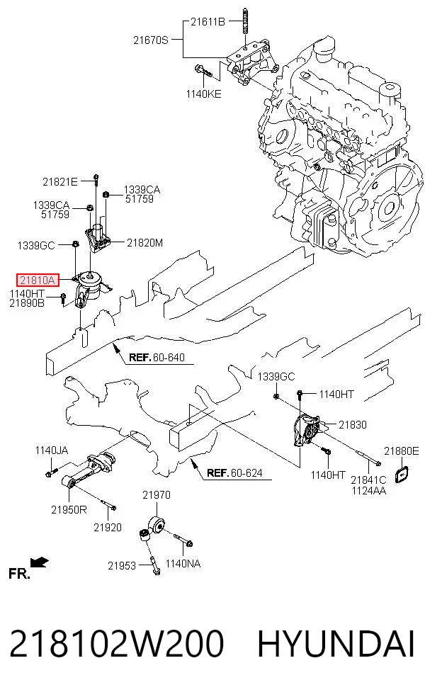 218102W200 Hyundai/Kia Права подушка мотора