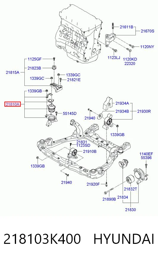 218103K400 Hyundai/Kia Права подушка мотора