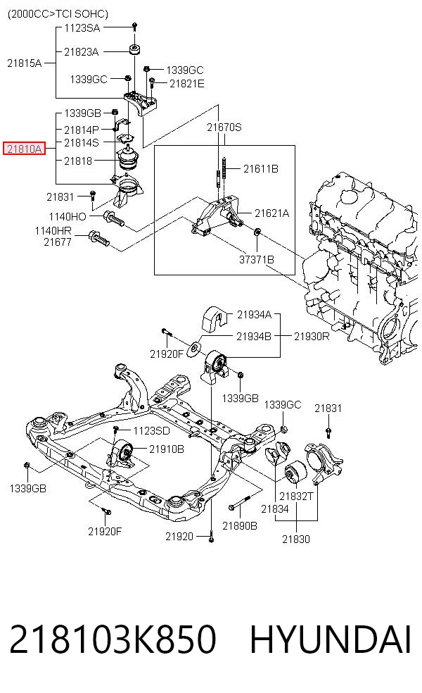 218103K850 Hyundai/Kia Подушка (опора) двигуна, права передня
