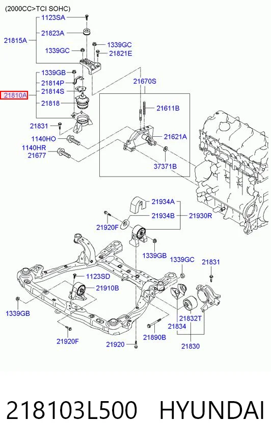 218103L500 Hyundai/Kia Подушка (опора) двигуна, права передня