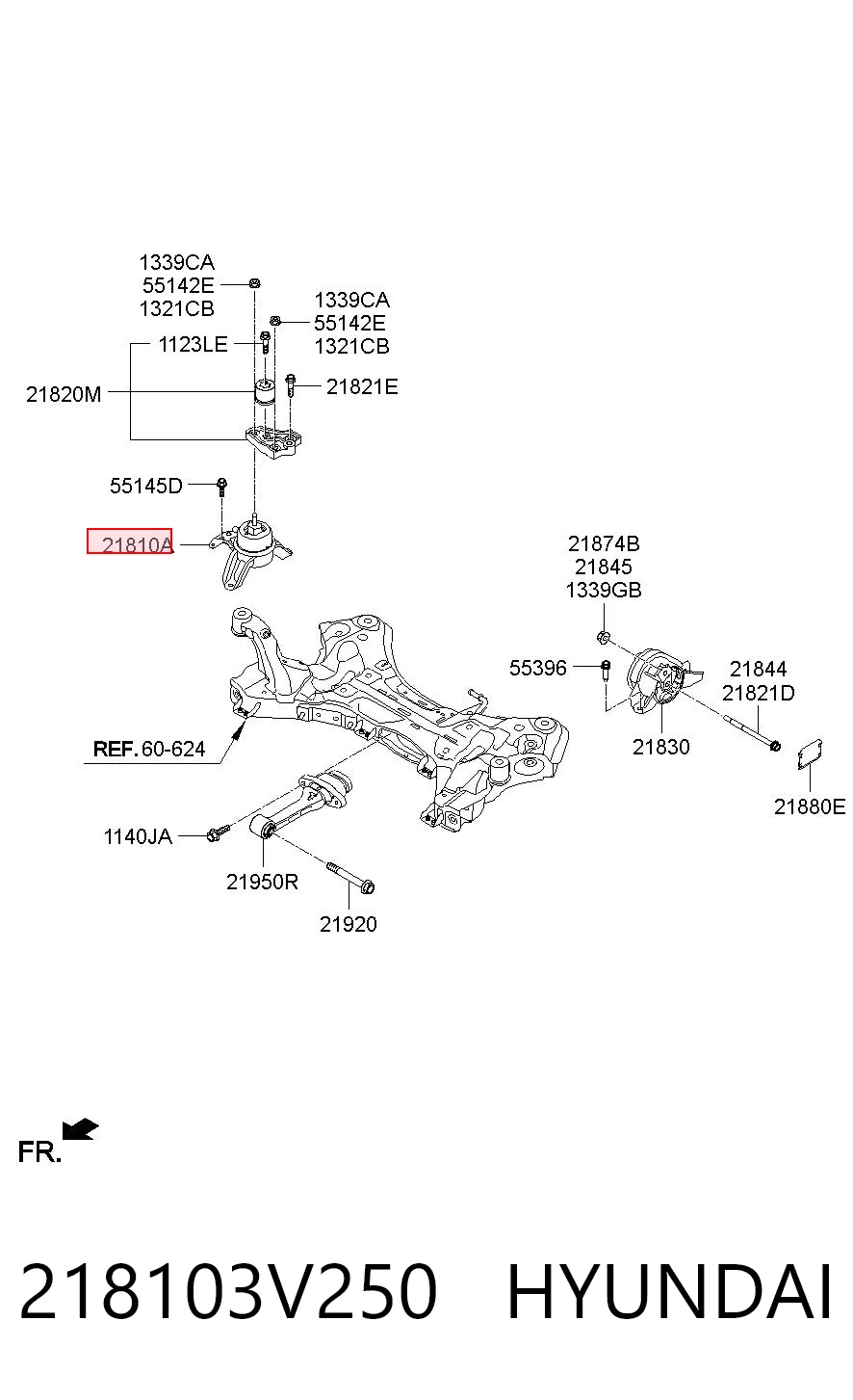 218103V250 Hyundai/Kia Права подушка мотора