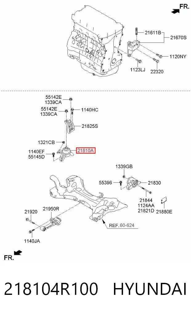 218104R100 Hyundai/Kia Права подушка мотора