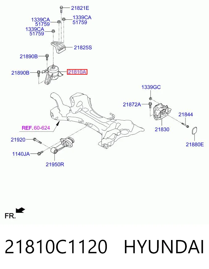 21810C1120 Hyundai/Kia Права подушка мотора