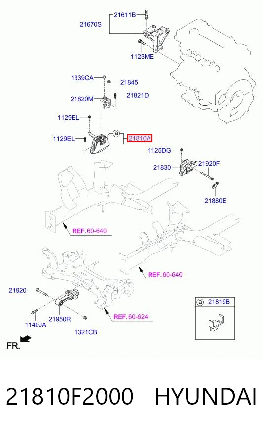 21810F2000 Hyundai/Kia Права подушка мотора