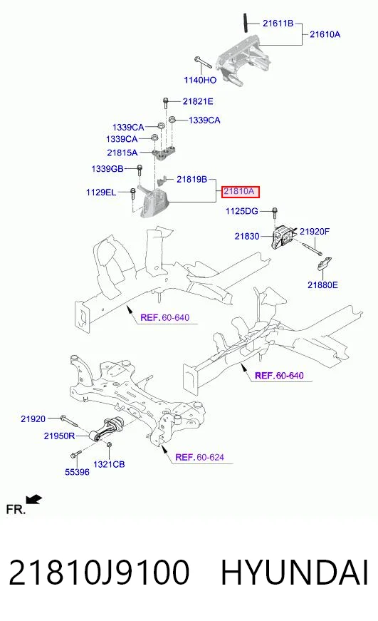 21810J9100 Hyundai/Kia Права подушка мотора