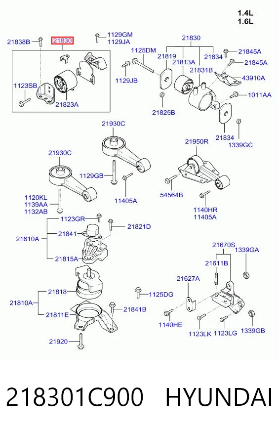 218301C900 Hyundai/Kia Ліва опора двигуна