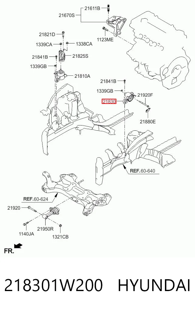 218301W200 Hyundai/Kia Подушка (опора) двигуна, ліва