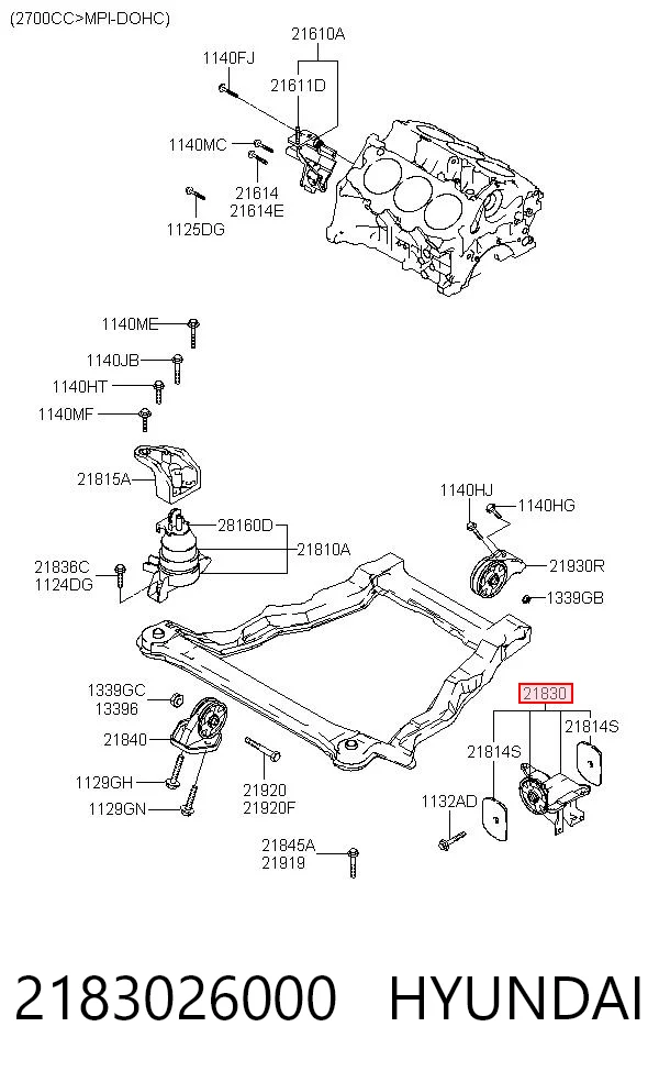 Опора кпп на Hyundai Santa Fe I SM
