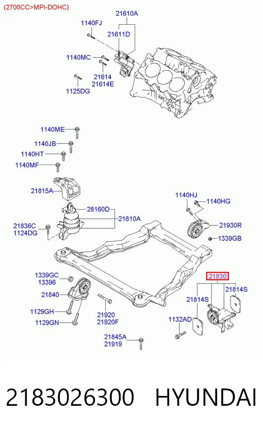 Ліва опора двигуна на Hyundai Santa Fe I SM