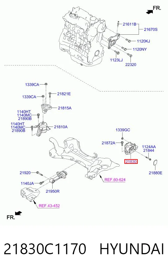 21830C1170 Hyundai/Kia Ліва опора двигуна