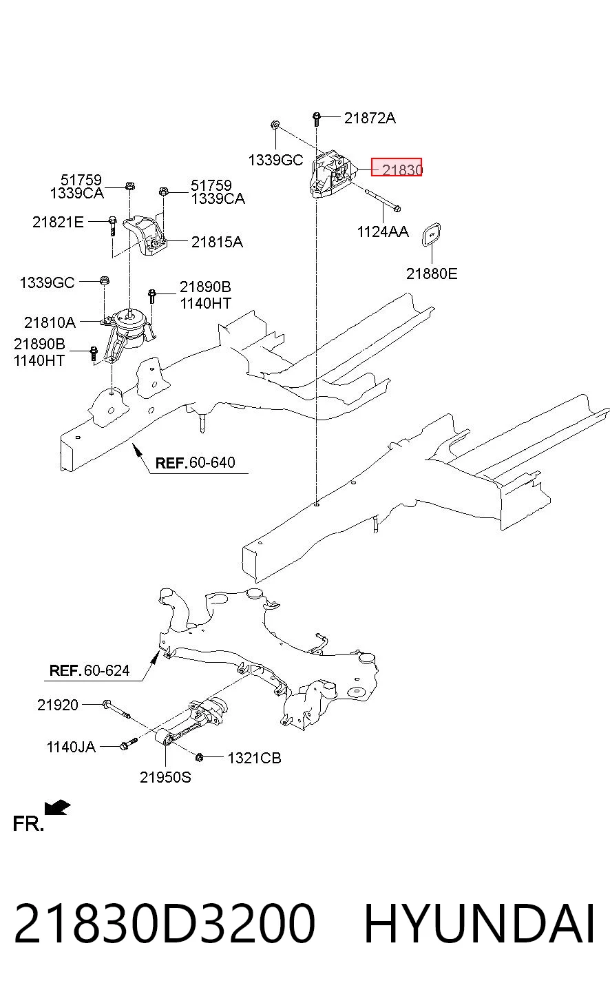21830D3200 Hyundai/Kia Ліва опора двигуна