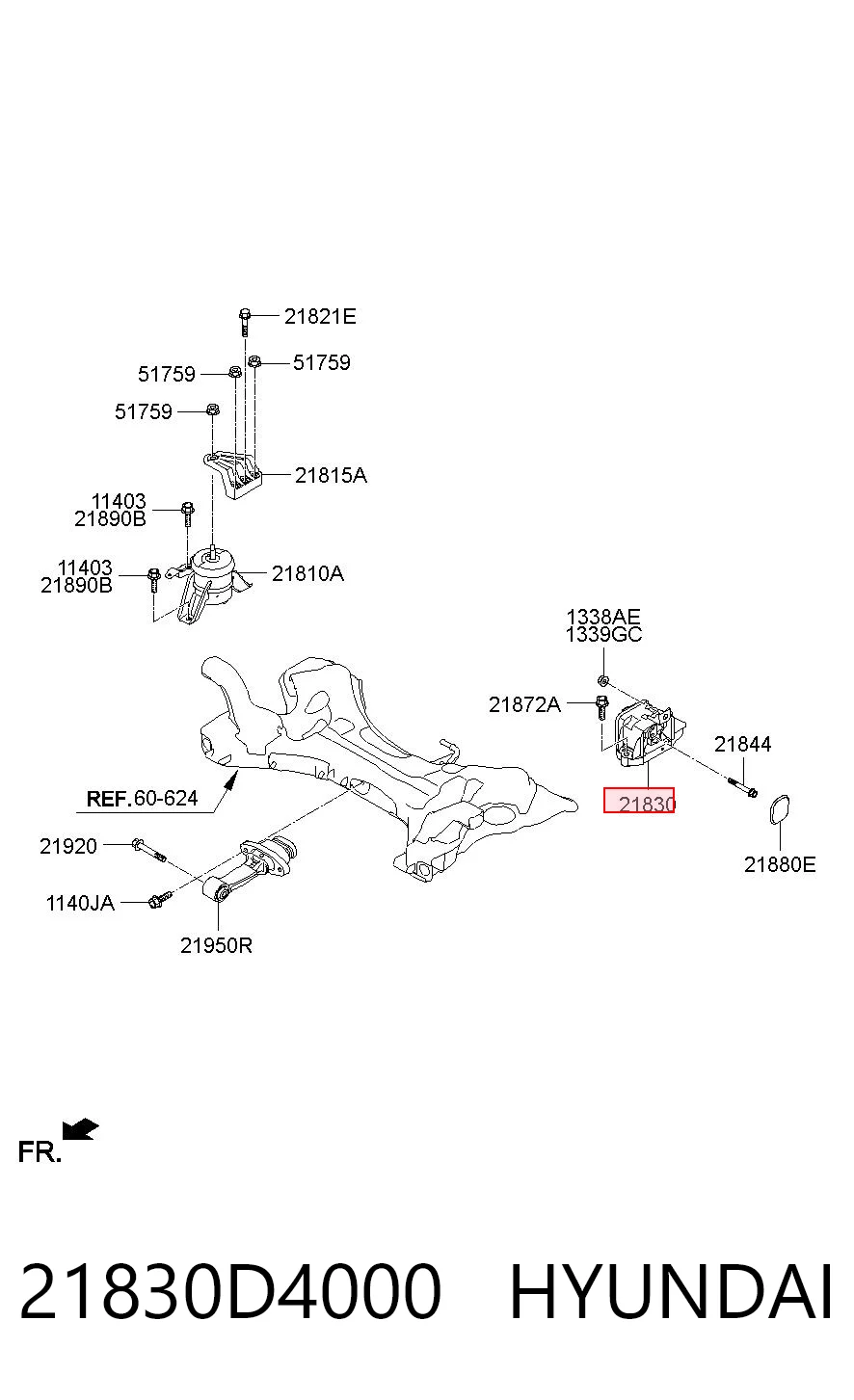 21830D4000 Hyundai/Kia Ліва опора двигуна
