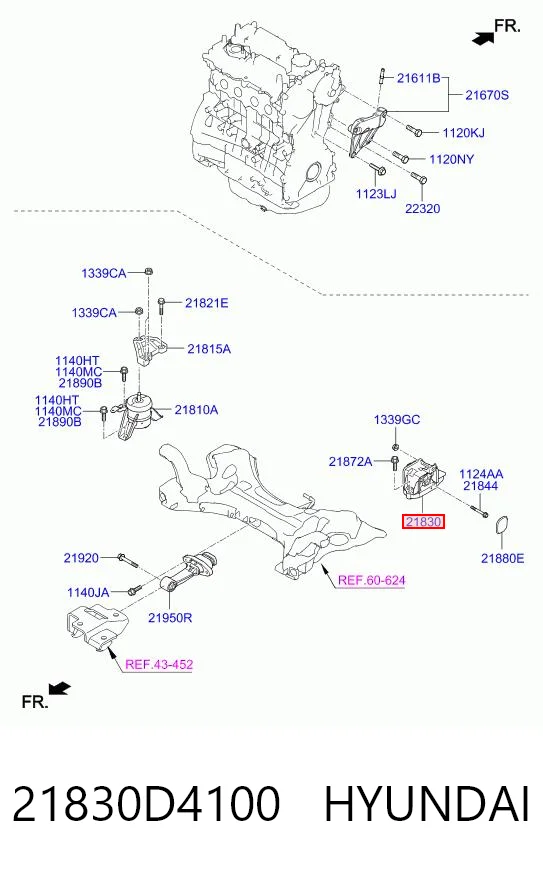 21830D4100 Hyundai/Kia Ліва опора двигуна
