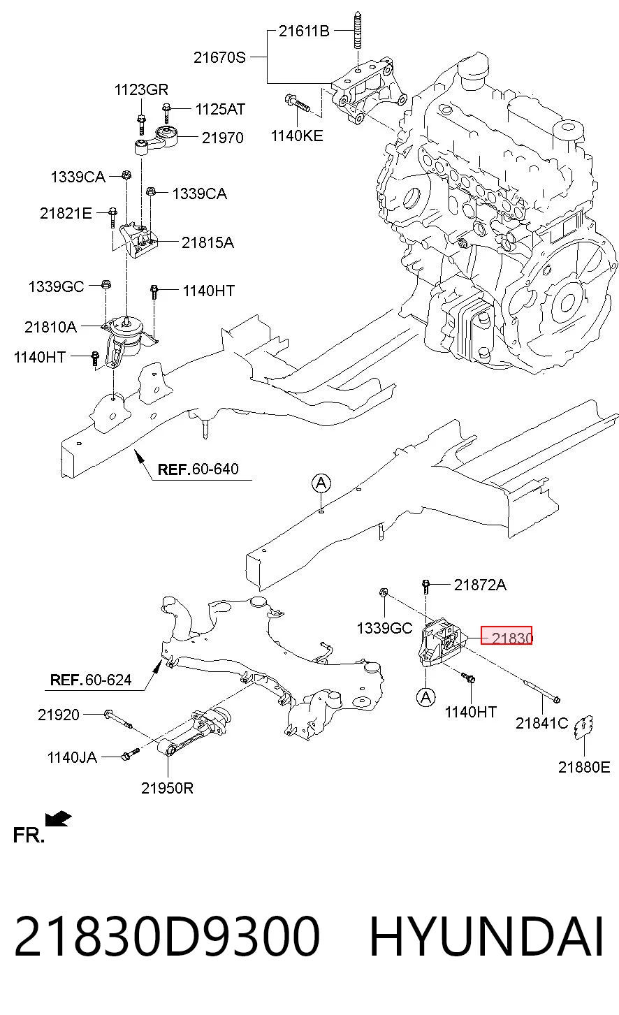 21830D9300 Hyundai/Kia Ліва опора двигуна