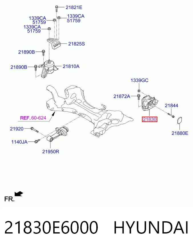 21830E6000 Hyundai/Kia Ліва опора двигуна
