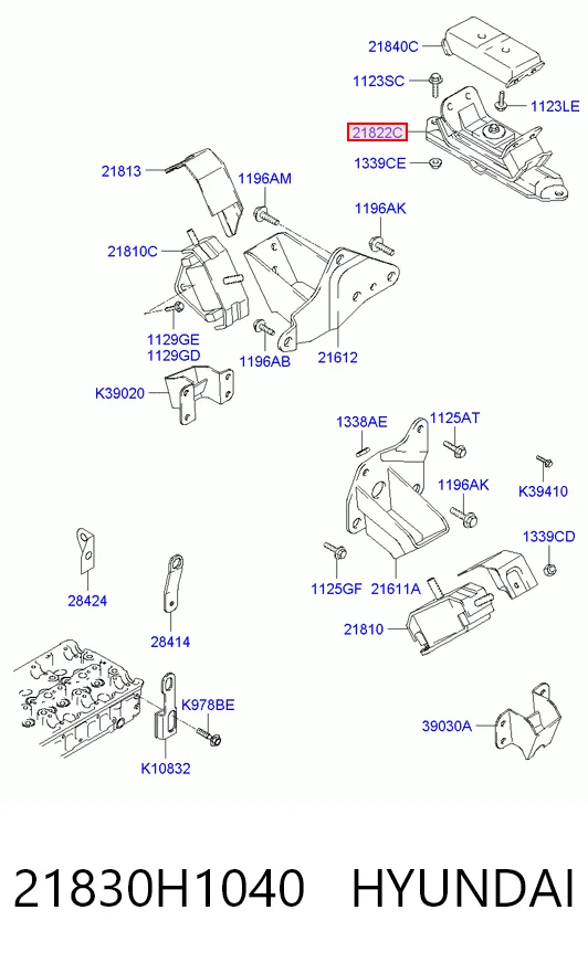 Подушка (опора) двигуна, задня Hyundai Terracan позашляховик (HP) (2001 - 2006) ціна, від 139.37 USD