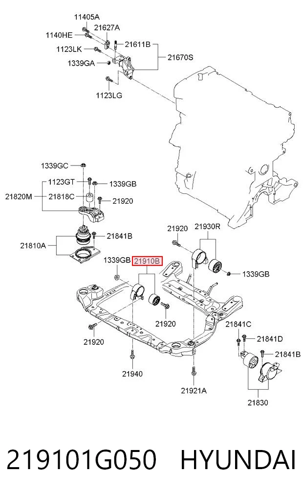 219101G050 Hyundai/Kia Подушка (опора) двигуна, ліва передня