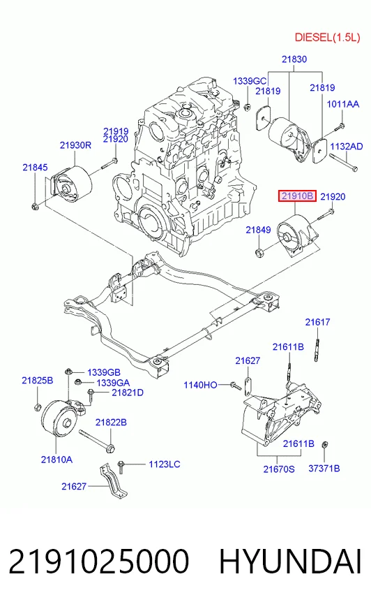 Подушка передньої опори двигуна на Hyundai Accent II LC
