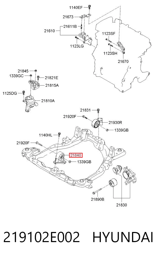 219102E002 Hyundai/Kia Подушка передньої опори двигуна