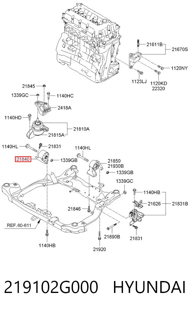 219102G000 Hyundai/Kia Подушка передньої опори двигуна