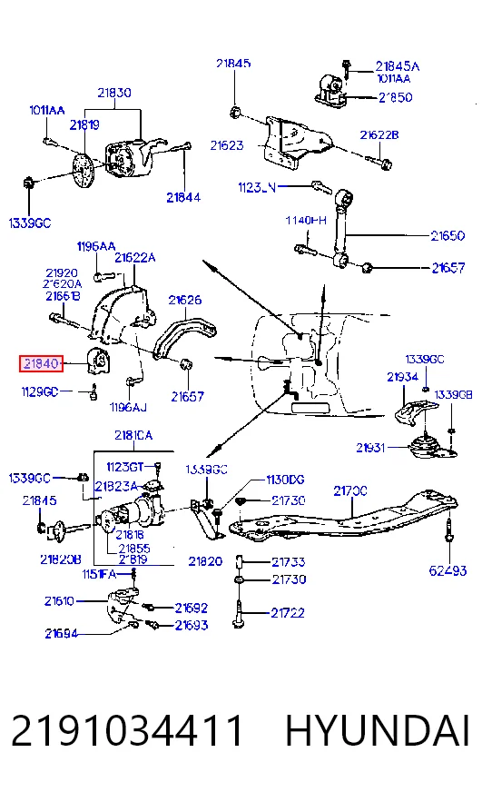 Подушка передньої опори двигуна на Hyundai Sonata III 
