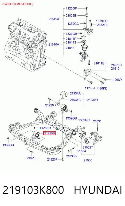 Подушка передньої опори двигуна на Hyundai Grandeur  TG