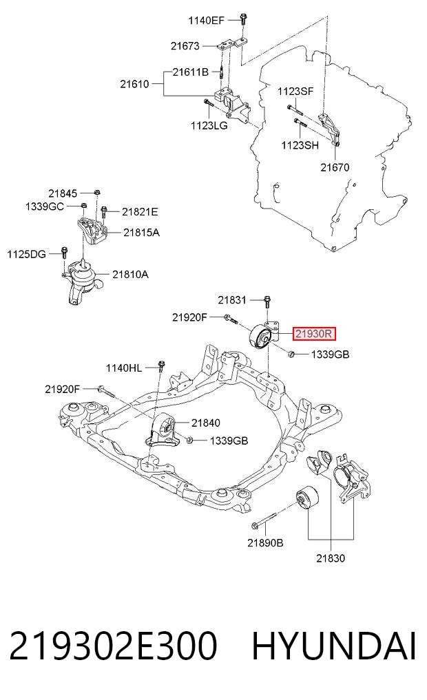 219302E300 Hyundai/Kia Задня подушка двигуна
