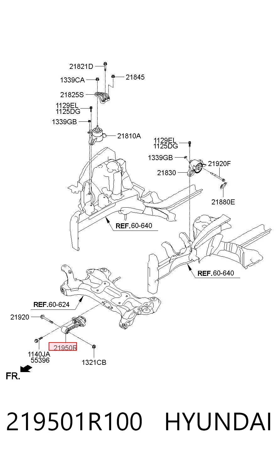 219501R100 Hyundai/Kia Задня подушка двигуна
