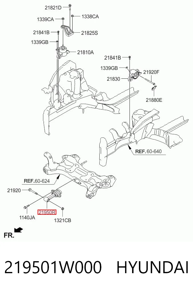 219501W000 Hyundai/Kia Подушка (опора) двигуна, ліва/права