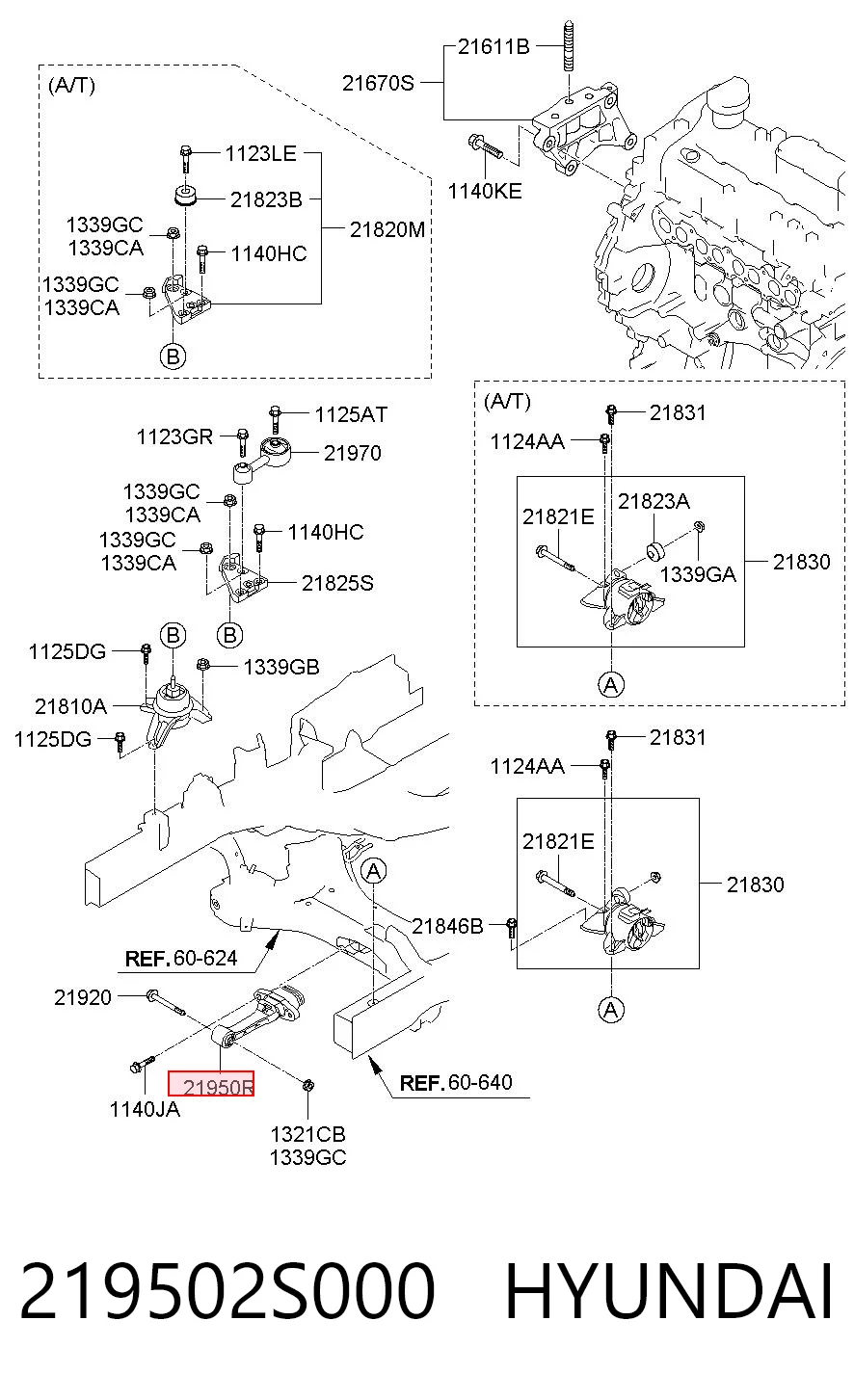 219502S000 Hyundai/Kia Подушка передньої опори двигуна