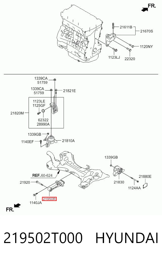 219502T000 Hyundai/Kia Подушка передньої опори двигуна