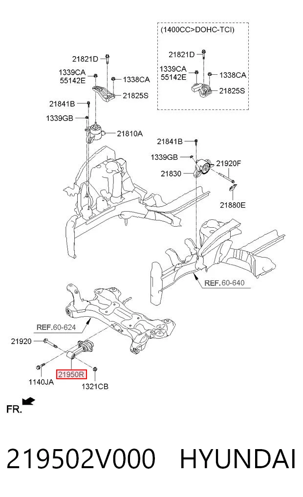 219502V000 Hyundai/Kia Подушка (опора) двигуна, нижня