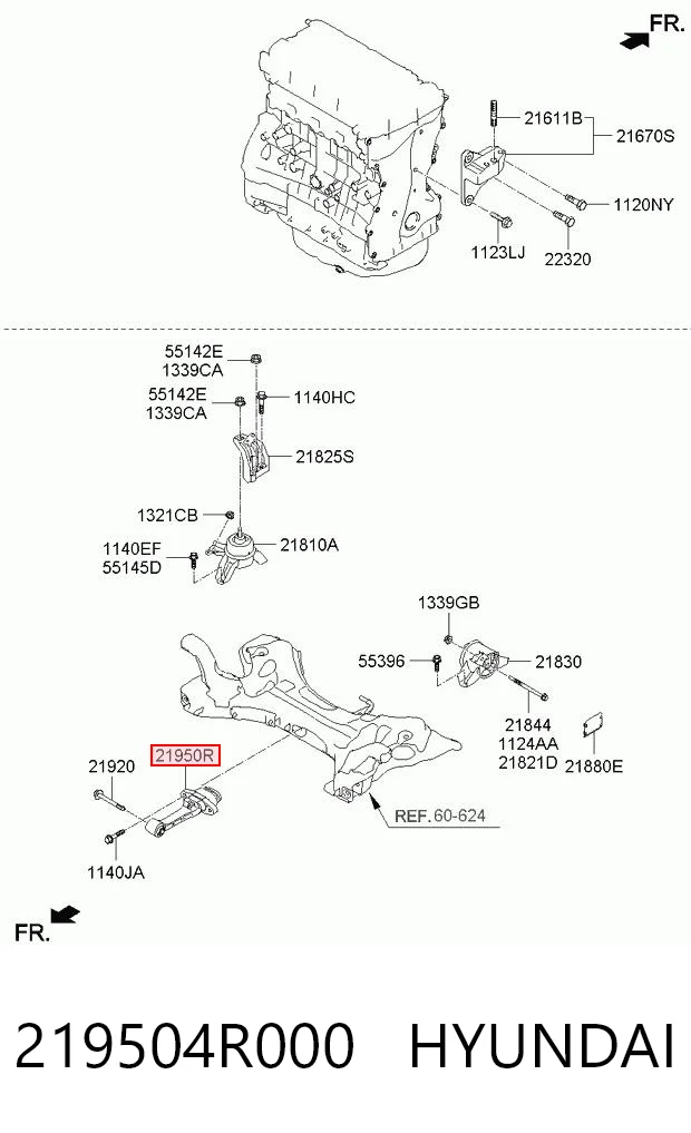 219504R000 Hyundai/Kia Подушка передньої опори двигуна