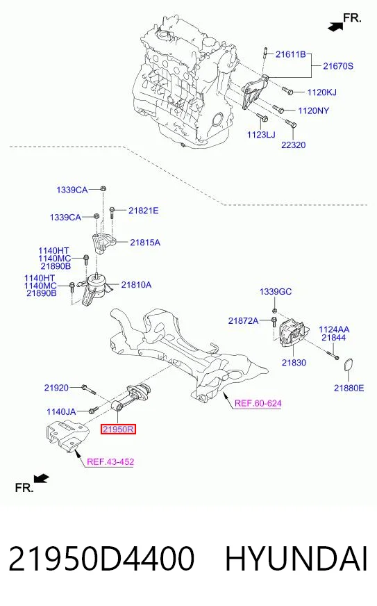 21950D4400 Hyundai/Kia Подушка передньої опори двигуна