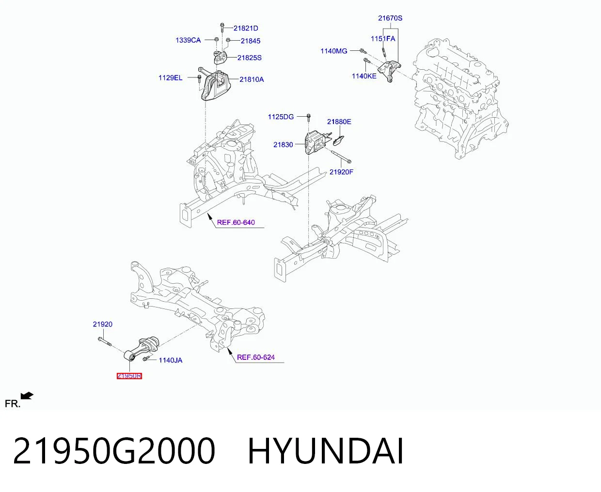 21950G2000 Hyundai/Kia Задня подушка двигуна