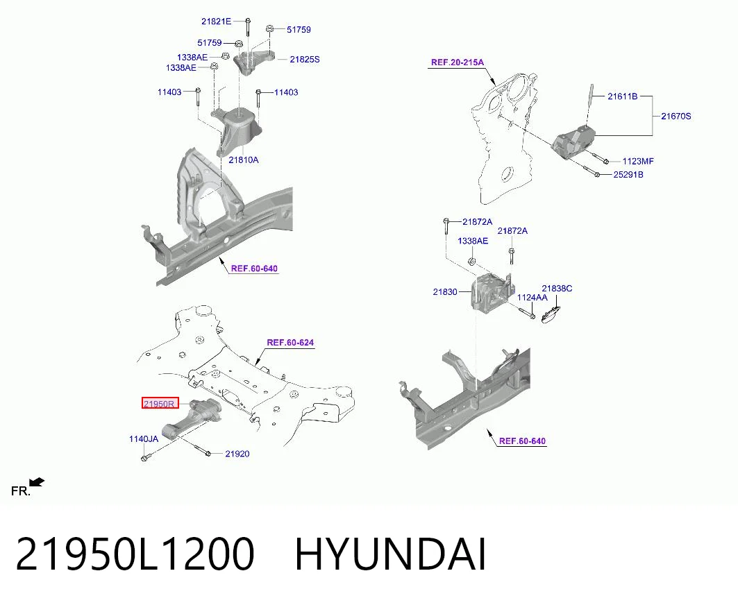 21950L1200 Hyundai/Kia Подушка передньої опори двигуна