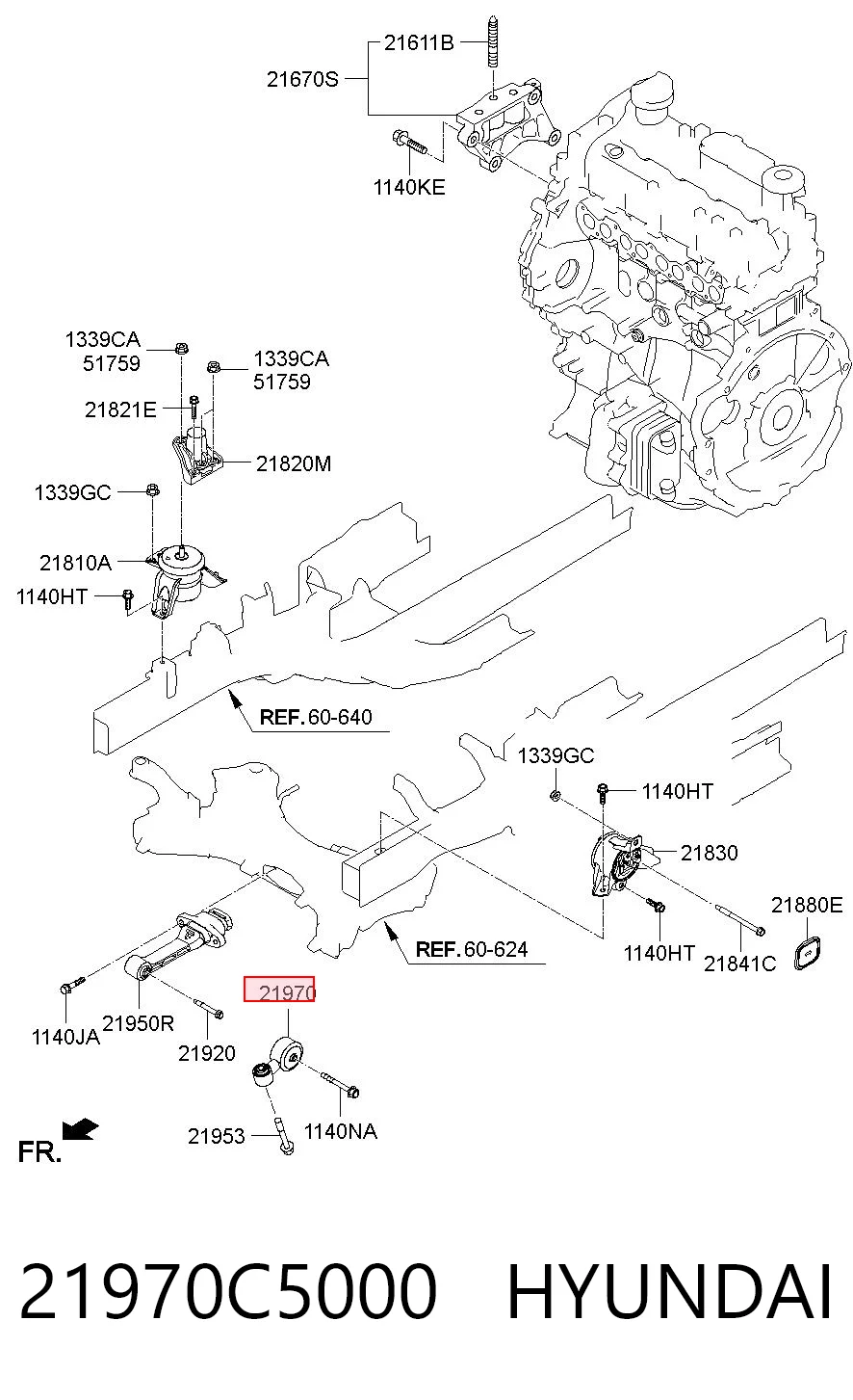 21970C5000 Hyundai/Kia Подушка передньої опори двигуна