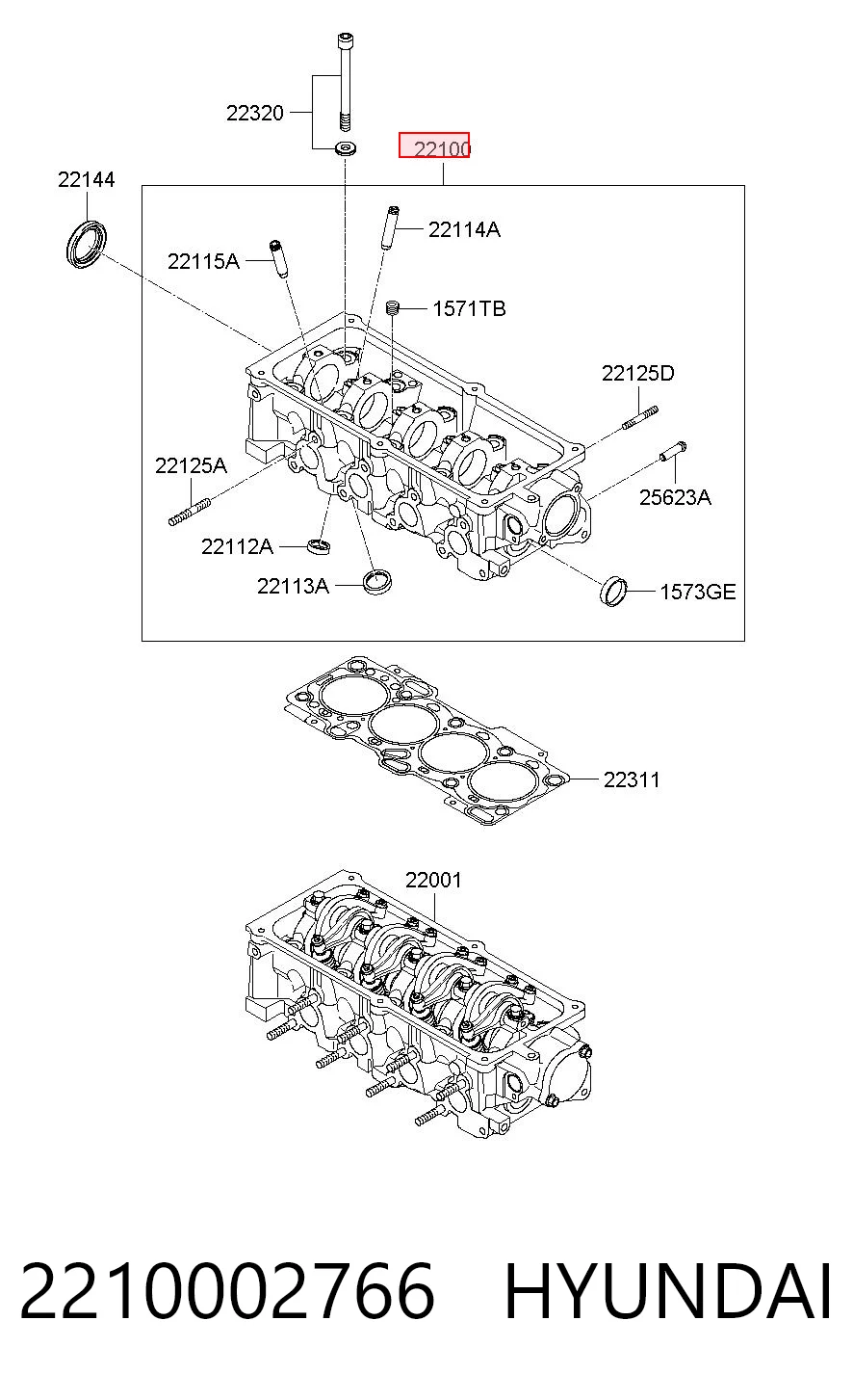 2210002766 Hyundai/Kia Головка циліндрів