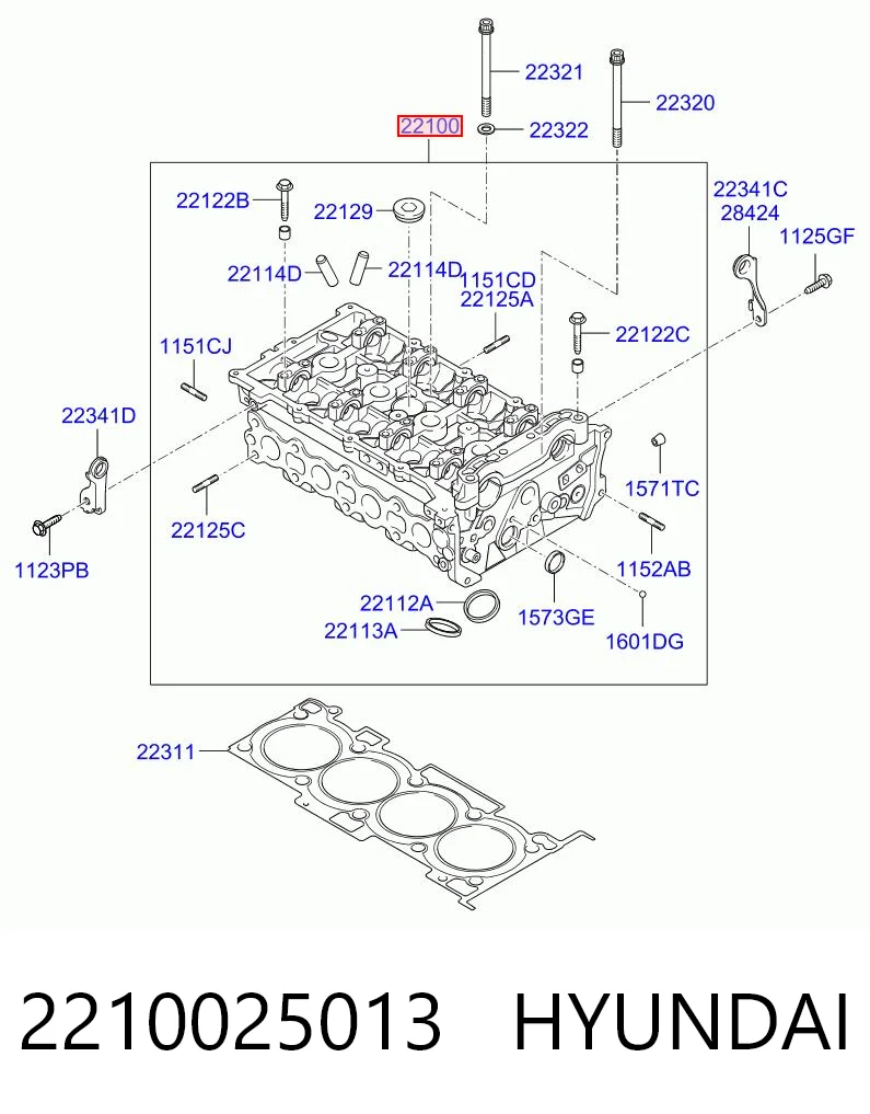 2210025013 Hyundai/Kia Головка циліндрів