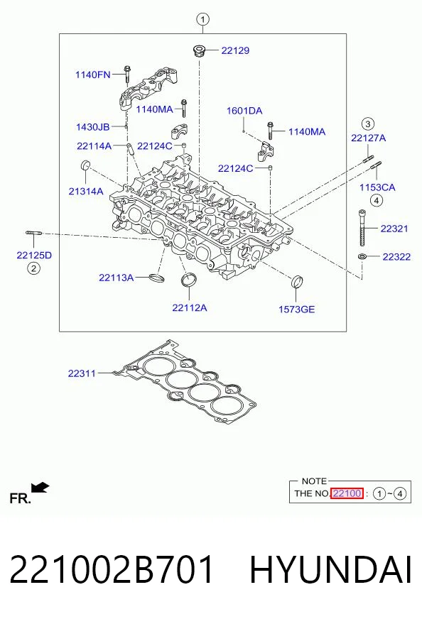 221002B701 Hyundai/Kia Головка циліндрів