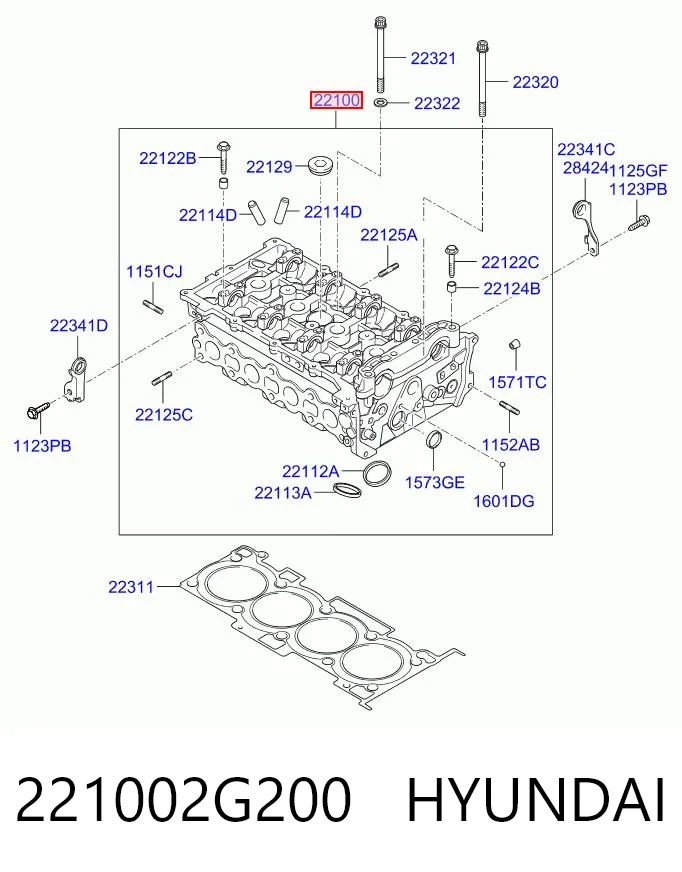 221002G200 Hyundai/Kia Головка циліндрів