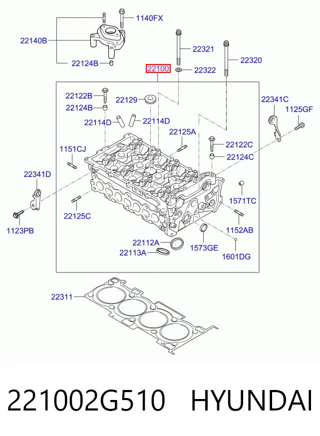221002G510 Hyundai/Kia Головка циліндрів