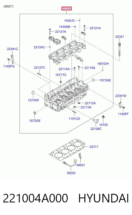 221004A000 Hyundai/Kia Головка циліндрів