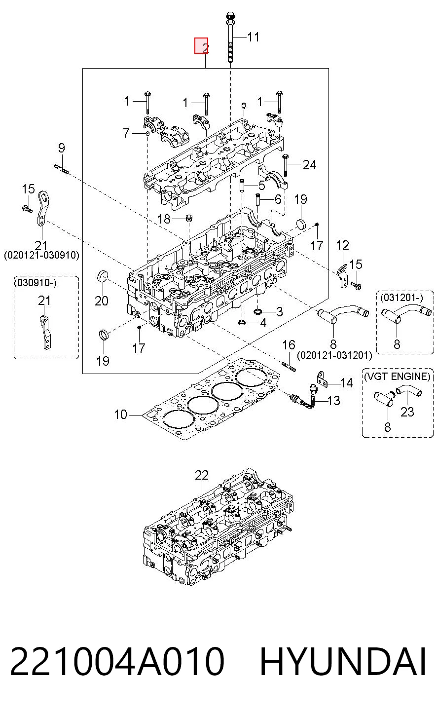 221004A010 Hyundai/Kia Головка циліндрів
