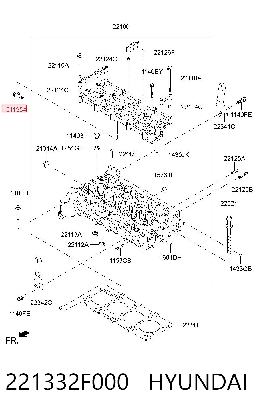 221332F000 Hyundai/Kia Прокладка клапанної кришки двигуна, комплект