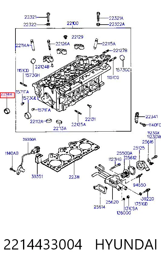 2214433004 Hyundai/Kia Сальник двигуна, распредвала