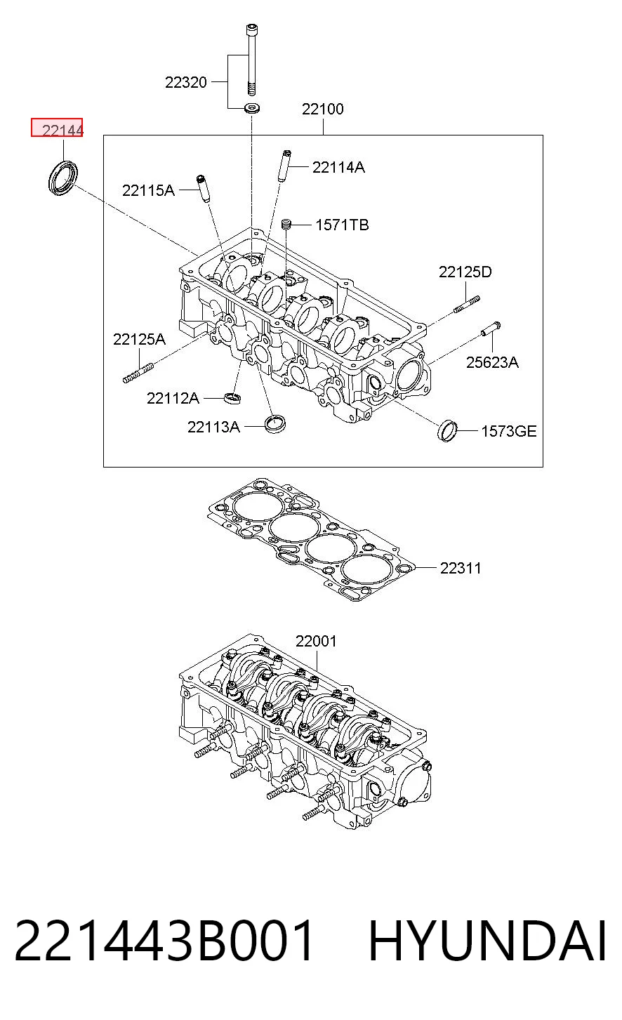 221443B001 Hyundai/Kia Сальник двигуна, распредвала