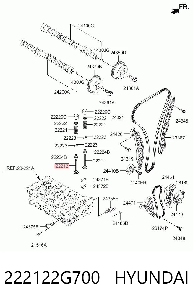 222122G700 Hyundai/Kia Клапан випускний